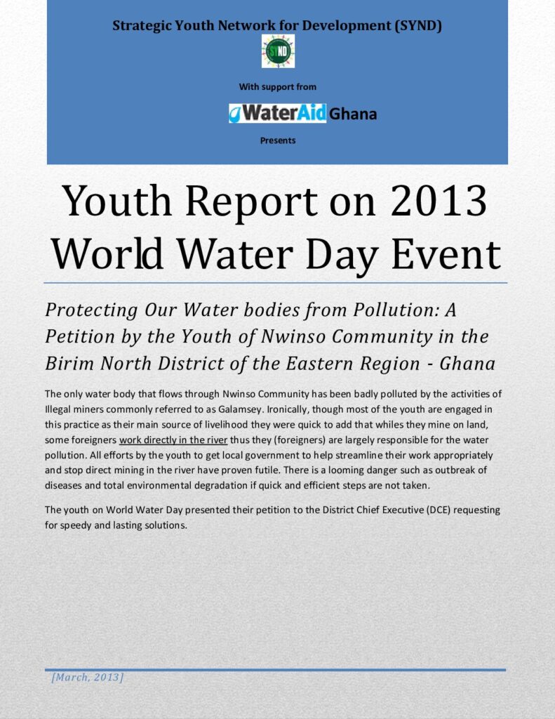 Youth Report - 2013 World Water Day Celebration
